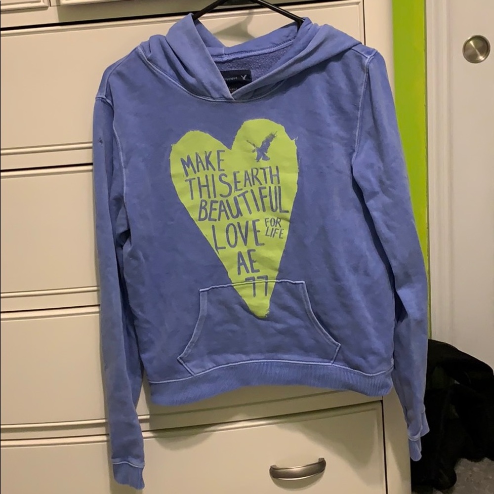 American eagle purple hooded sweatshirt